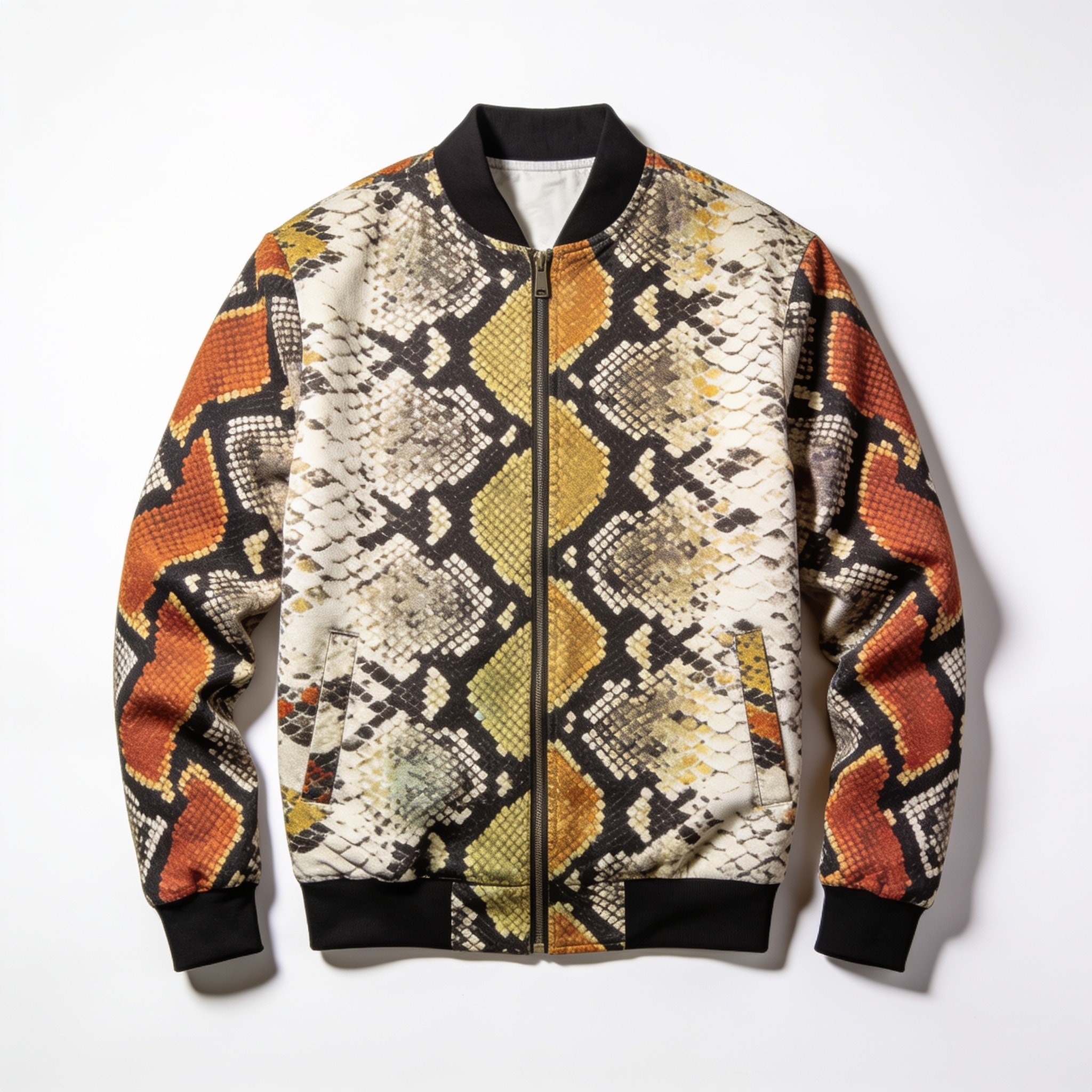 Burmese Python Snake Print Men's Bomber Jacket