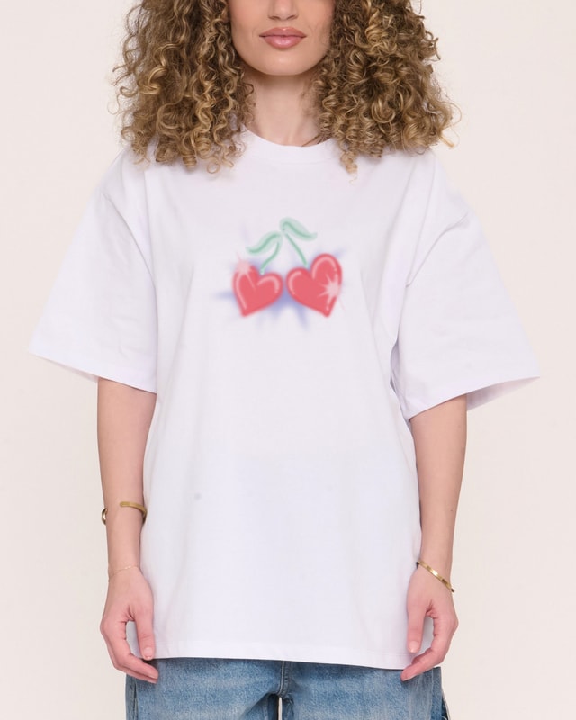 Love Cherry Oversized Graphic Tee - Threadheads Unisex 90s Boxy Fit 100% Combed Cotton