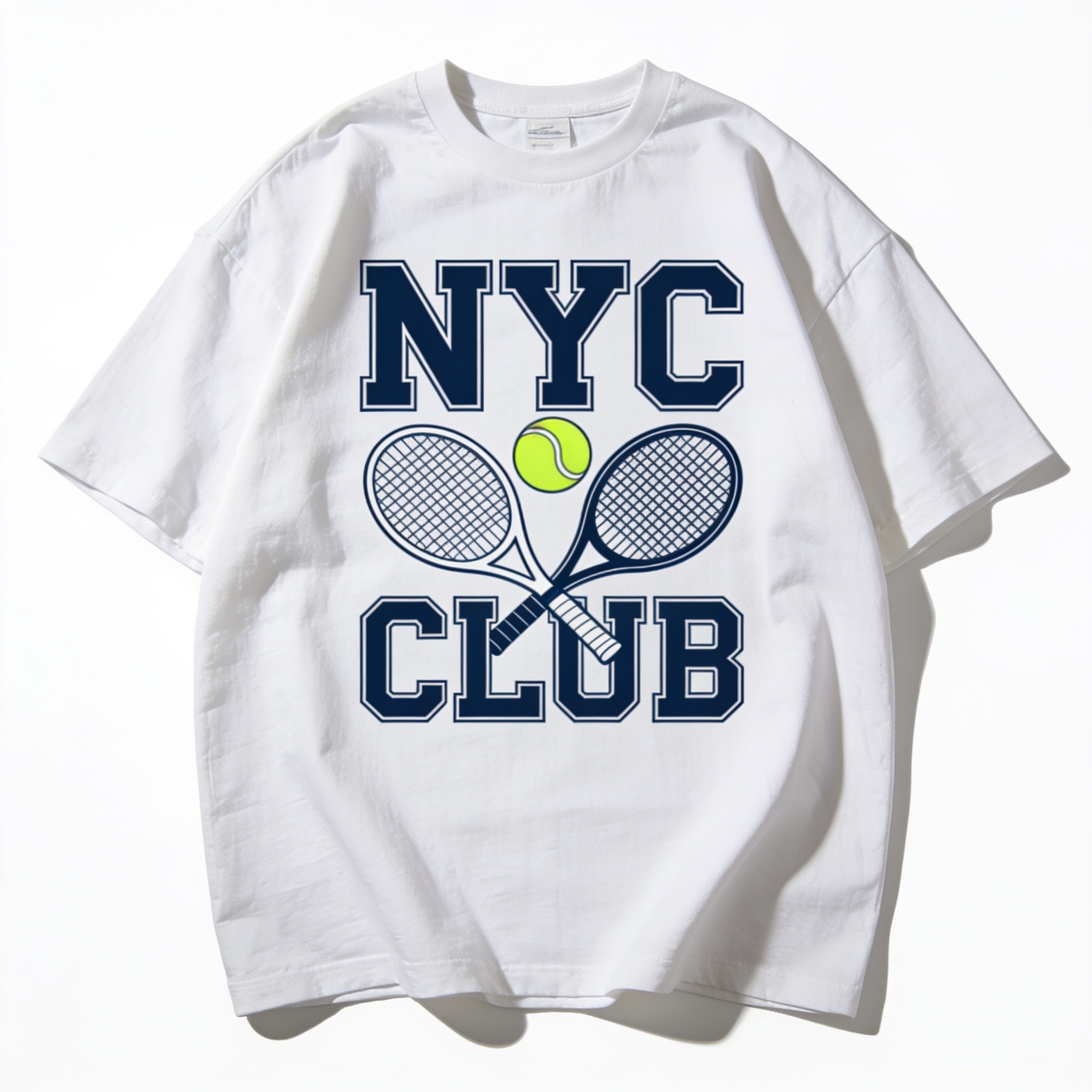 NYC Tennis Club Oversized Graphic Tee - Unisex 90s Boxy Fit 100% Combed Cotton