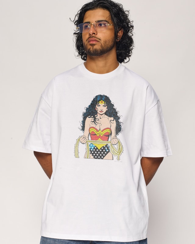 Wonder Woman Oversized Graphic Tee - DC Official Collab, 100% Combed Cotton Unisex 275gsm