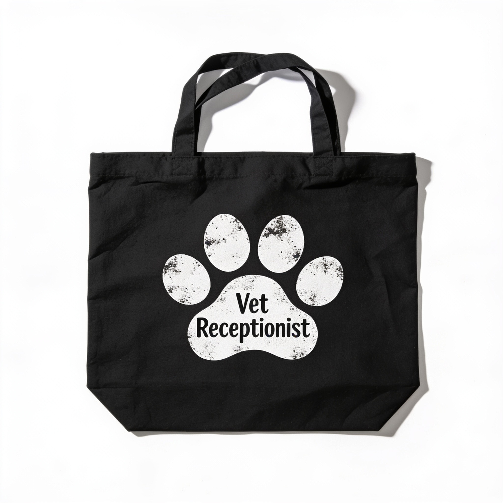 Vet Receptionist Pawprint Eco-Friendly Cotton Tote Bag - 10x15x20 Inch One Size