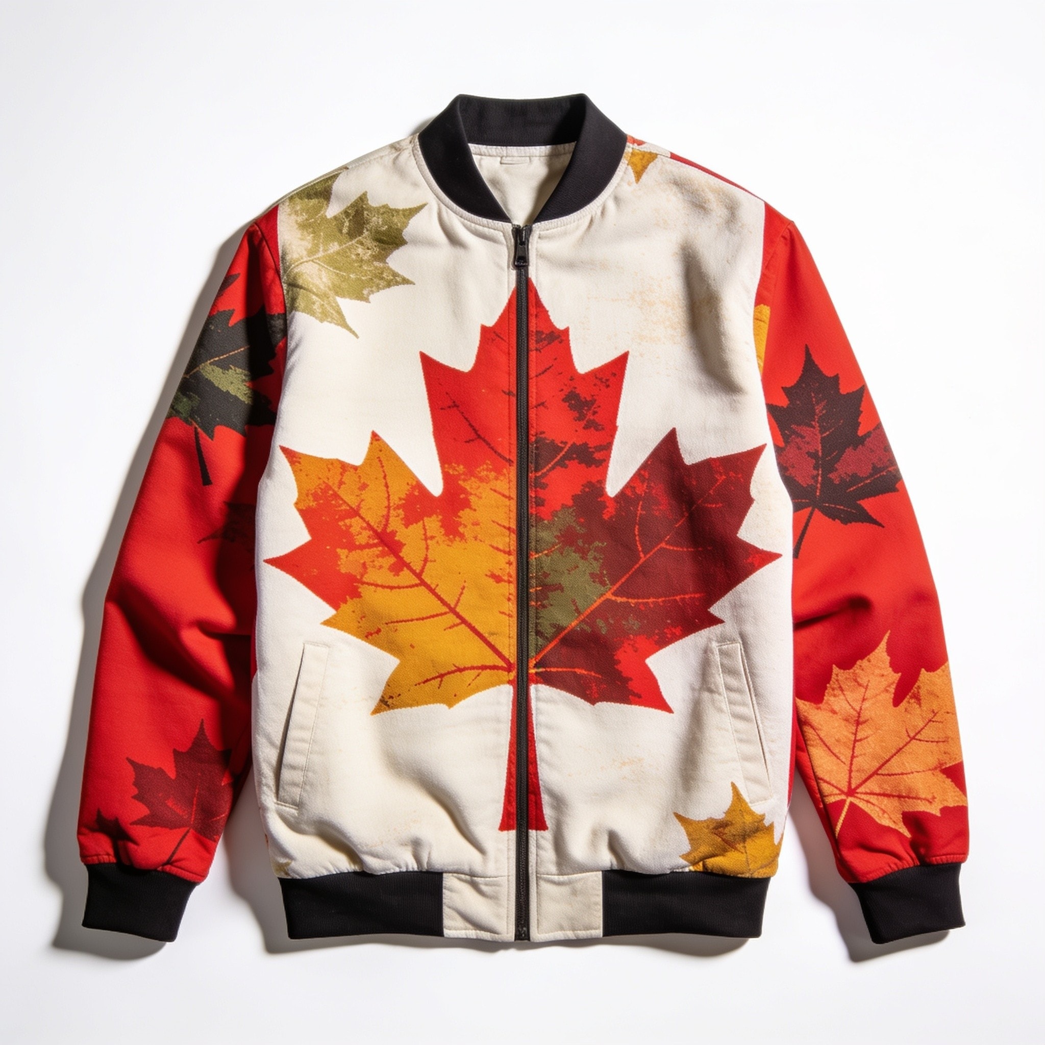 Canadian Maple Leaf Pattern Print Men's Bomber Jacket