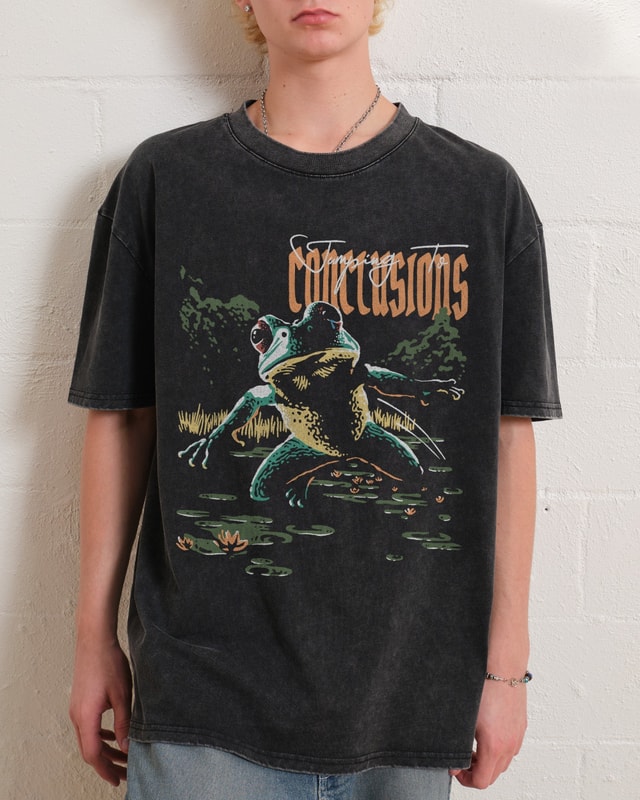 Jumping To Conclusions Oversized Graphic Tee - Unisex 90s Boxy Fit 100% Combed Cotton