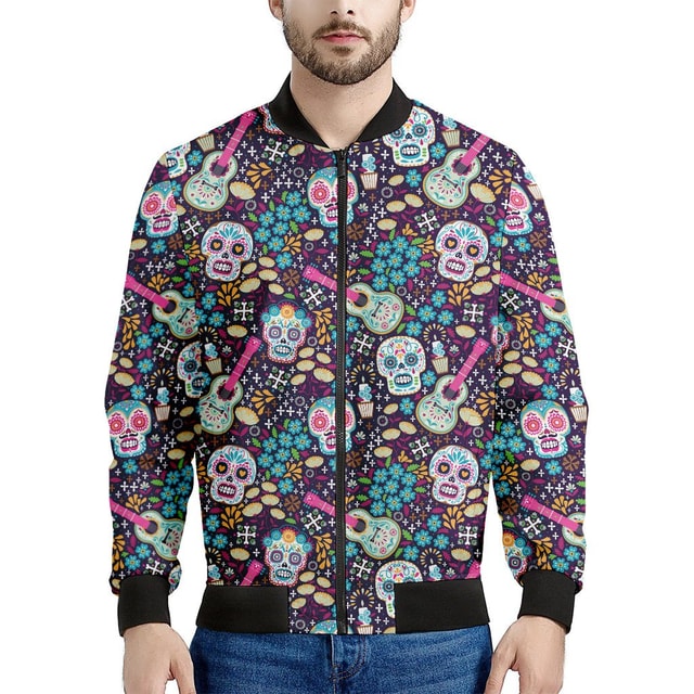 Calaveras Day of the Dead Pattern Print Men's Bomber Jacket