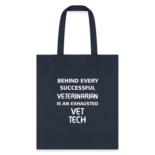 Vet Tech Exhausted Cotton Tote Bag - Humorous Veterinary Graphic Print