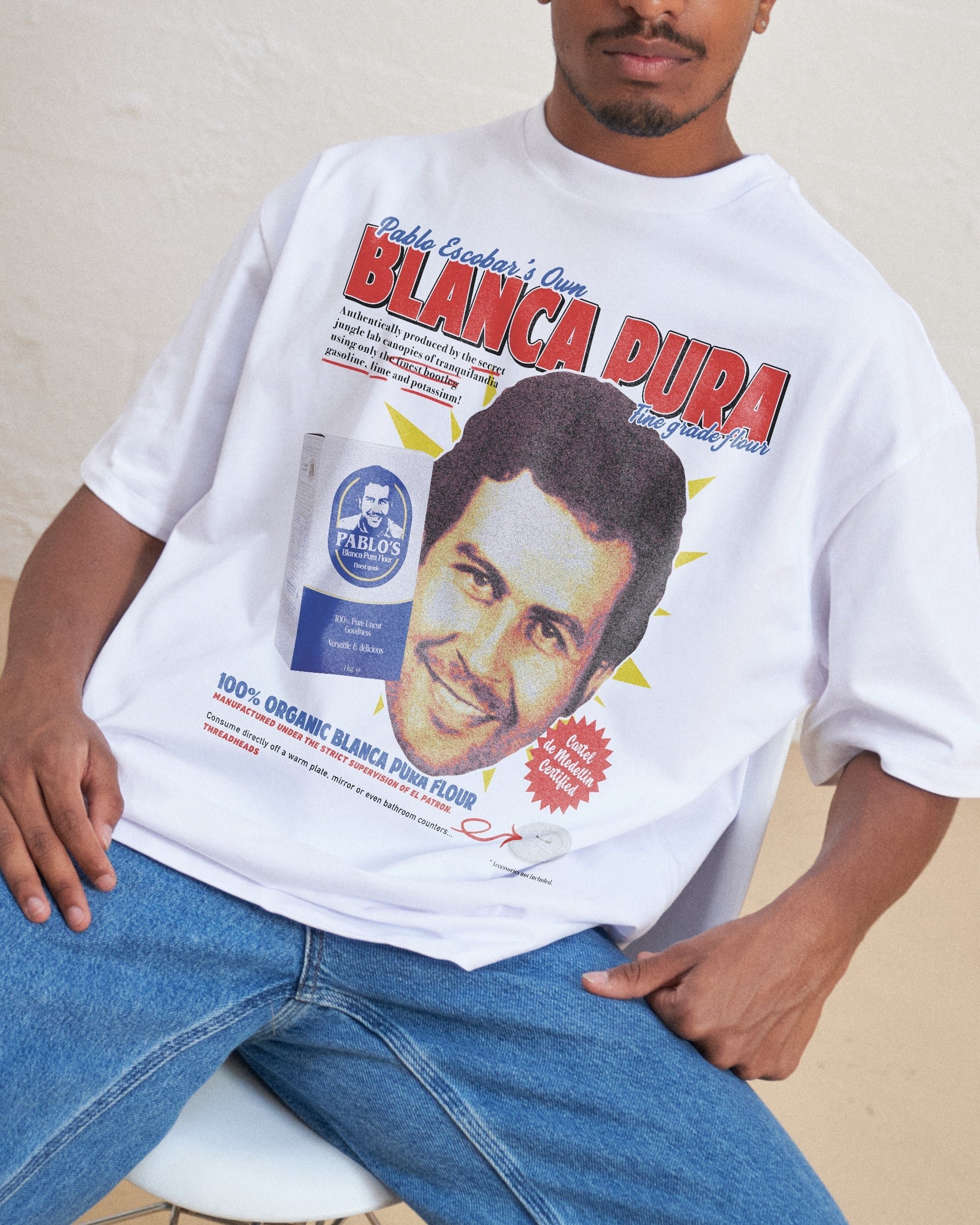 Pablo Escobar's Blanca Flour Oversized Graphic Tee - Unisex 100% Combed Cotton