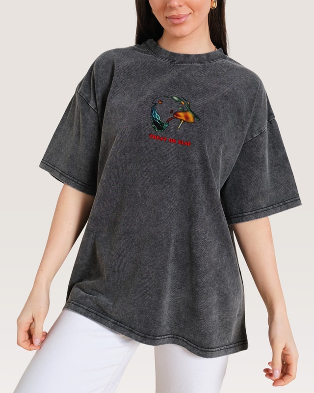 Treat or Else Oversized Graphic Tee - Threadheads Unisex 90s Boxy Fit Cotton T-Shirt