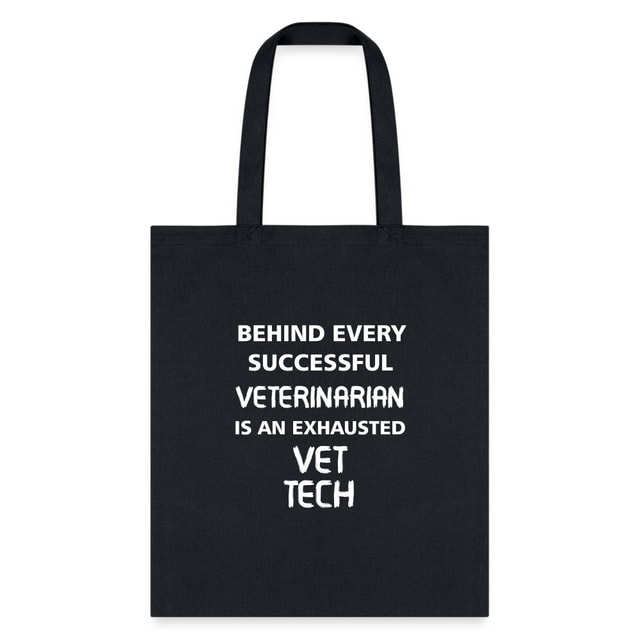 Vet Tech Exhausted Cotton Tote Bag - Humorous Veterinary Graphic Print