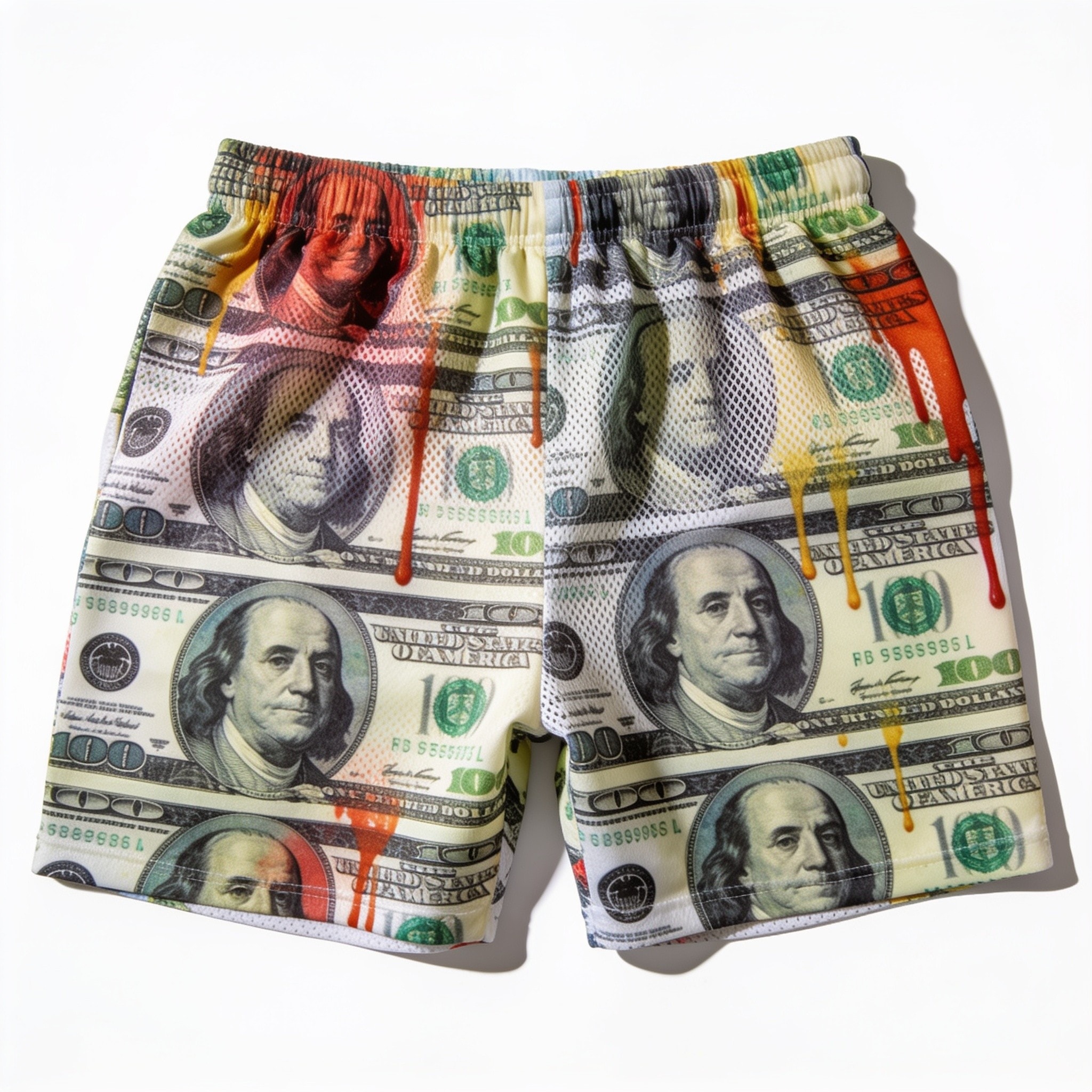 Rich Drip Shorts - Money Print Mesh Athletic Shorts for Men