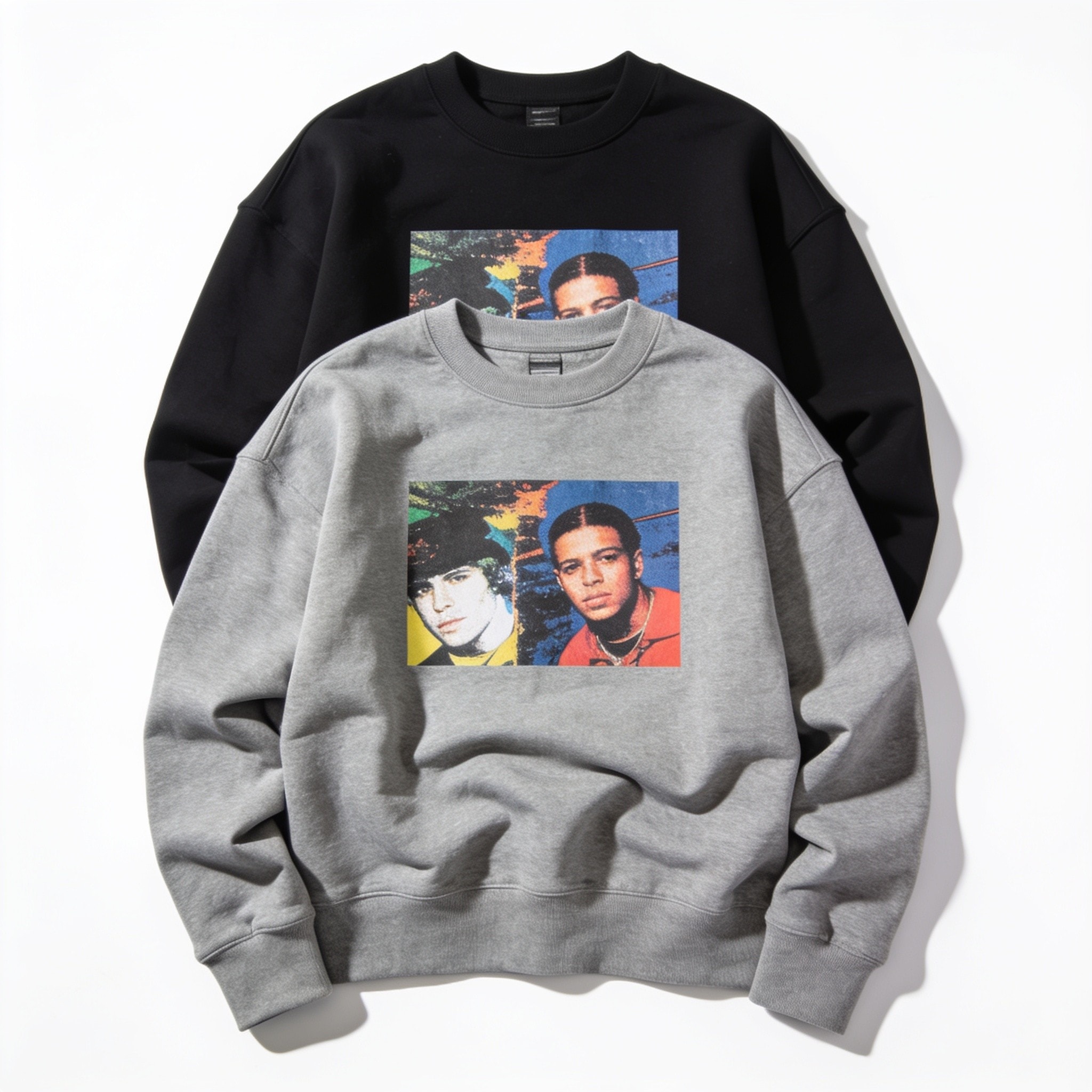 Unisex Sweatshirt 2 Pack Black Charcoal Drop Shoulder 340GSM Cotton Polyester