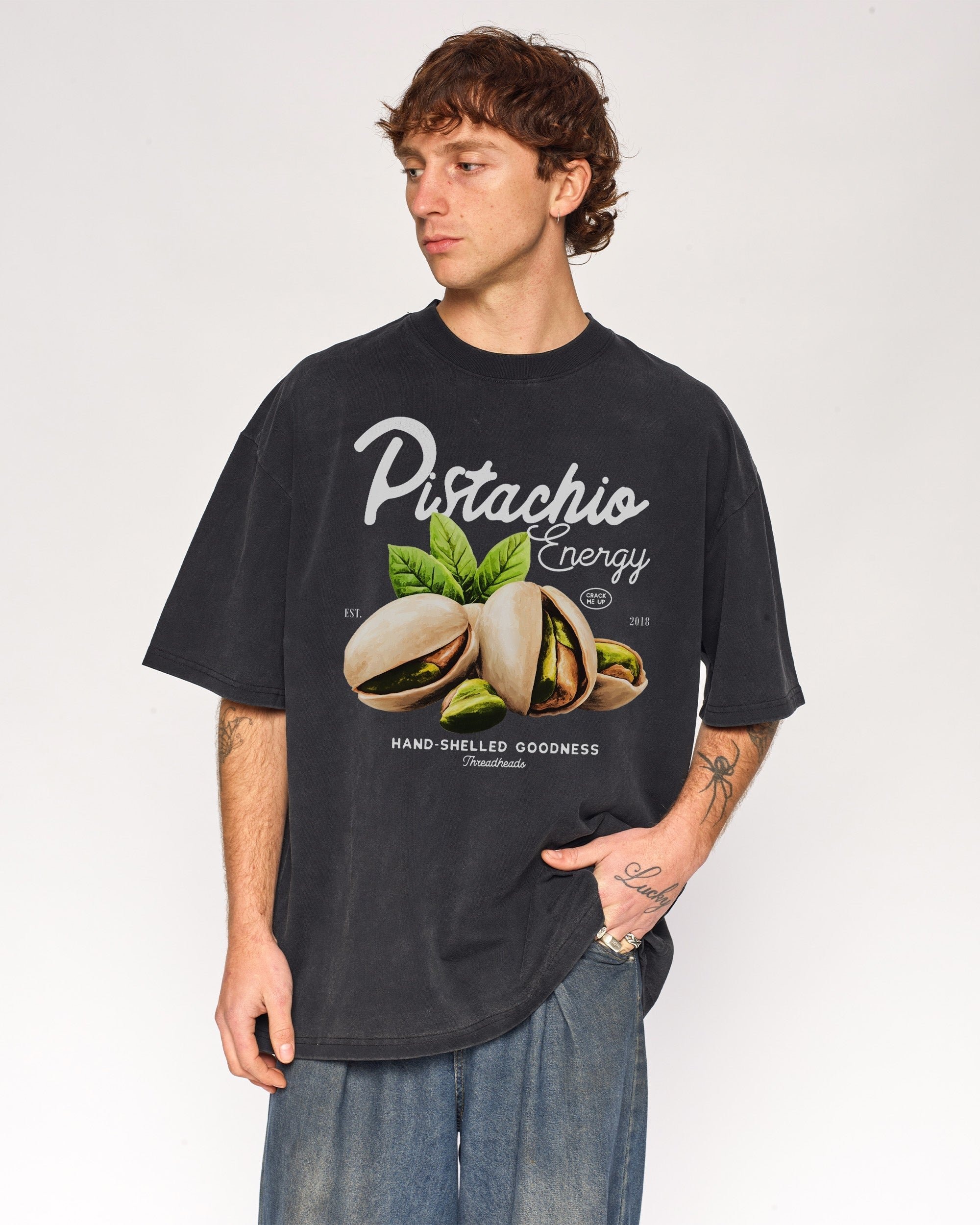 Pistachio Energy Oversized Graphic Tee - Threadheads 100% Combed Cotton Unisex