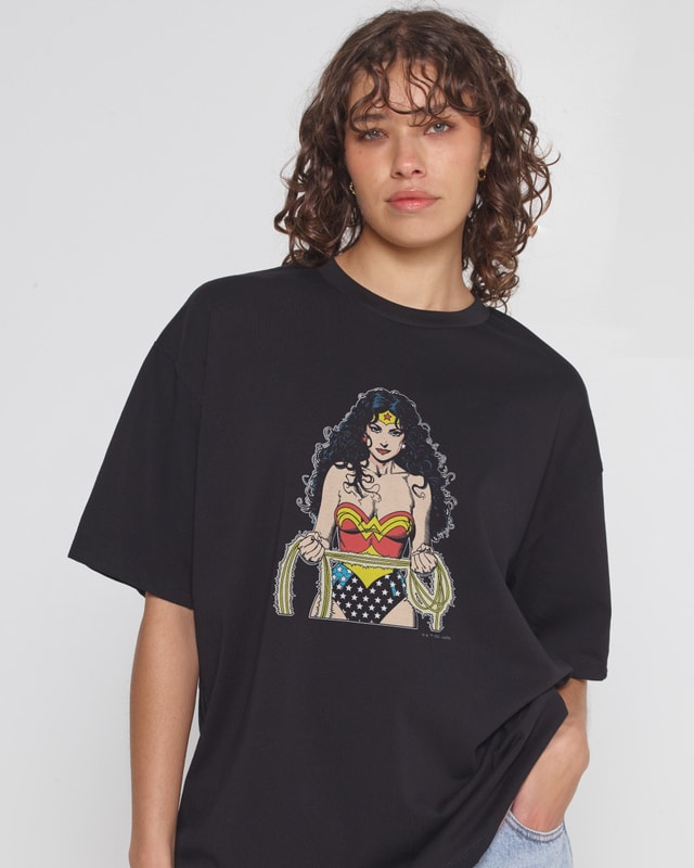 Wonder Woman Oversized Graphic Tee - DC Official Collab, 100% Combed Cotton Unisex 275gsm