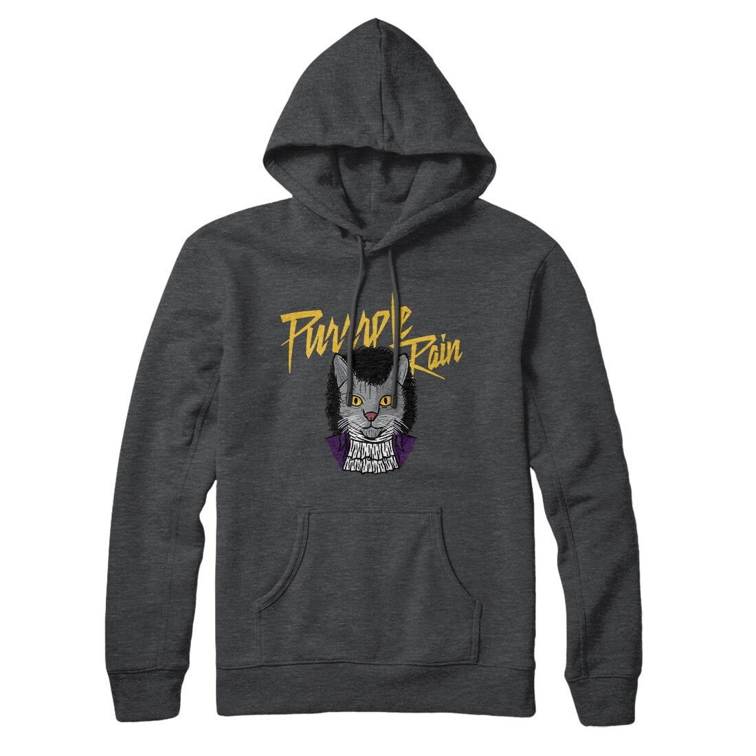 Purrrple Rain Unisex Pullover Hoodie - Cotton Polyester, Loose Fit, Kangaroo Pocket