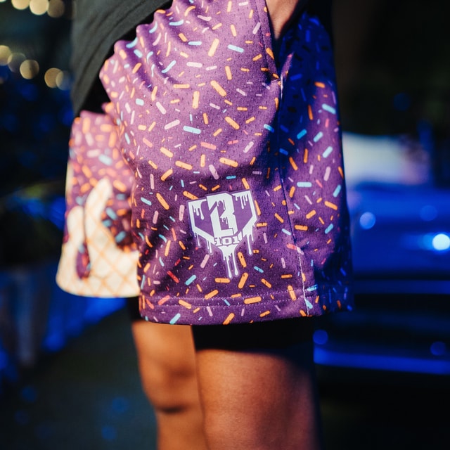 Ice Cream Shorts - Cosmic Cone Crunch Mesh Baseball Shorts