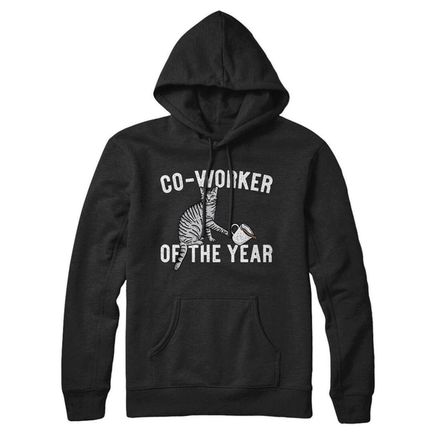 Co-Worker Of The Year Unisex Pullover Hoodie with Cat Graphic