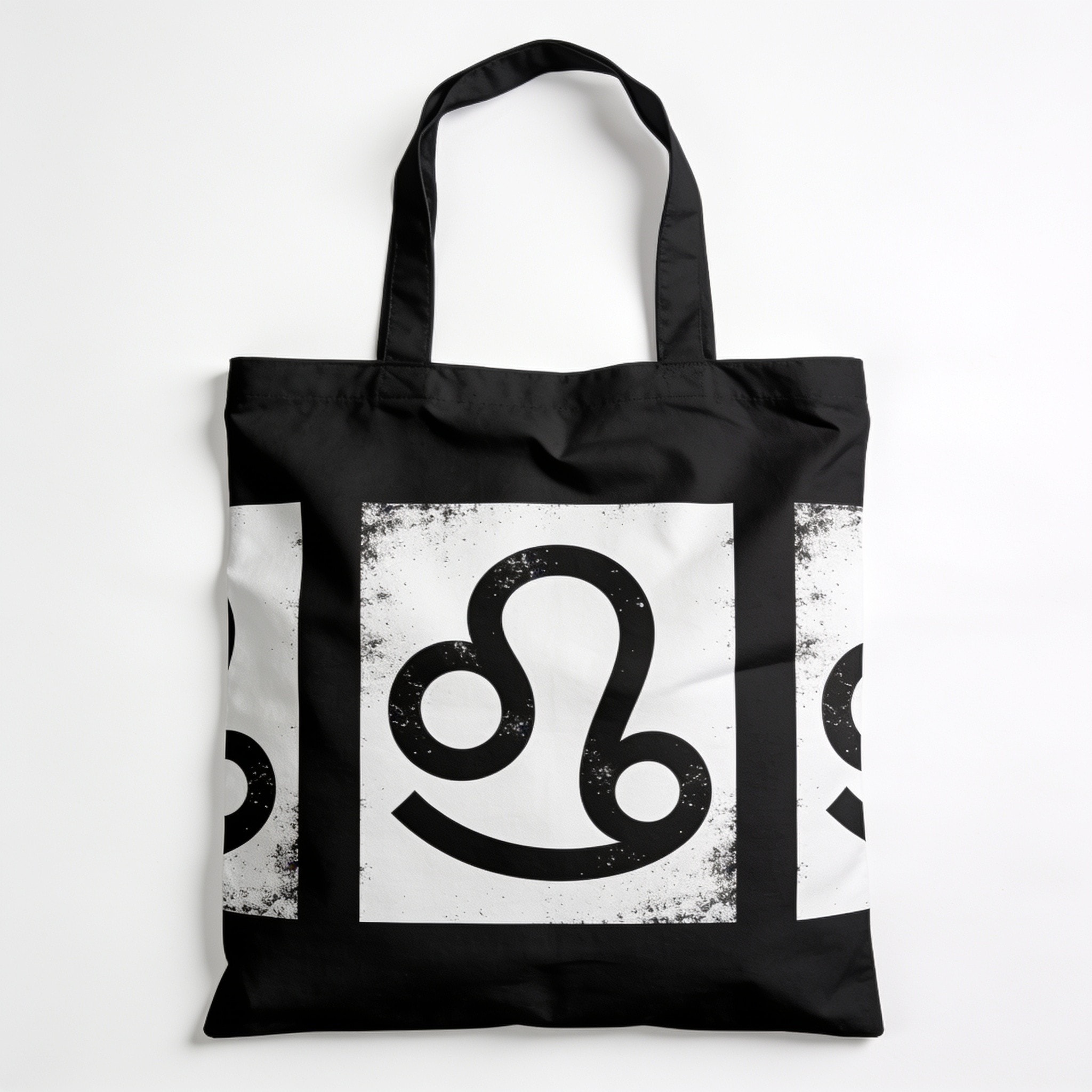 White and Black Leo Sign Print Tote Bag - Polyester Double-Sided Print