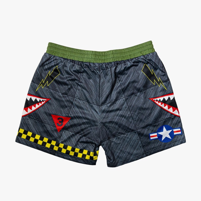 Unit 101 Mesh Shorts - Shark Teeth Graphics, Checkered Pattern, 5" Inseam