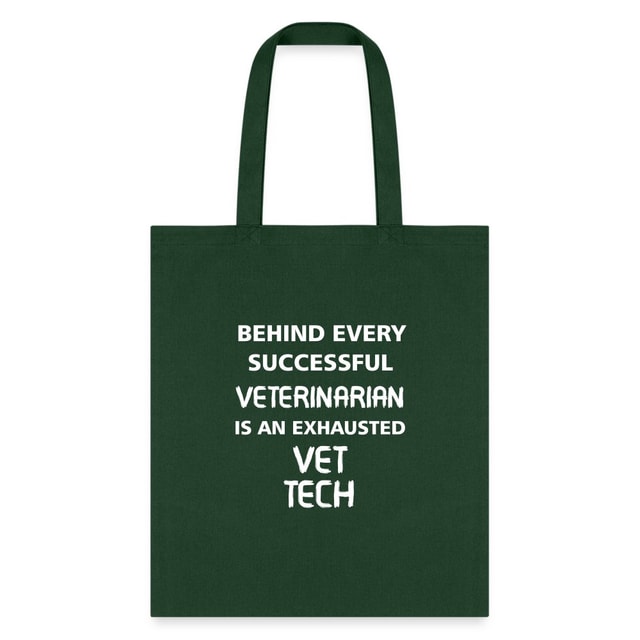 Vet Tech Exhausted Cotton Tote Bag - Humorous Veterinary Graphic Print