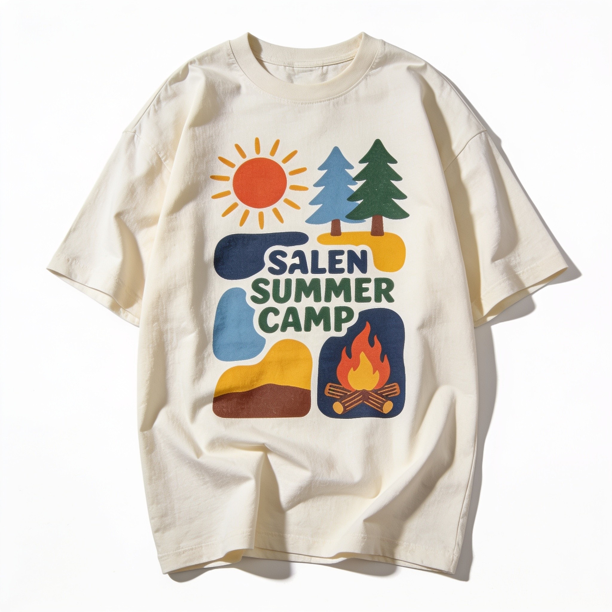 Salem Summer Camp Oversized Graphic Tee Unisex 90s Boxy Fit 100% Combed Cotton