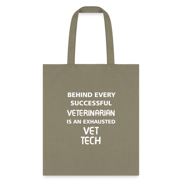 Vet Tech Exhausted Cotton Tote Bag - Humorous Veterinary Graphic Print