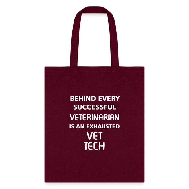 Vet Tech Exhausted Cotton Tote Bag - Humorous Veterinary Graphic Print