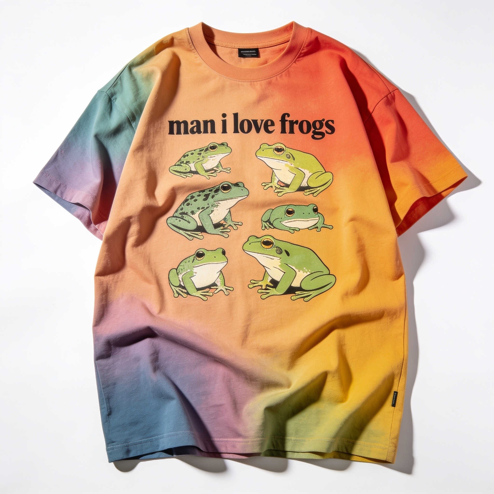 Man I Love Frogs Oversized Graphic Tee Unisex 90s Boxy Fit 100% Combed Cotton