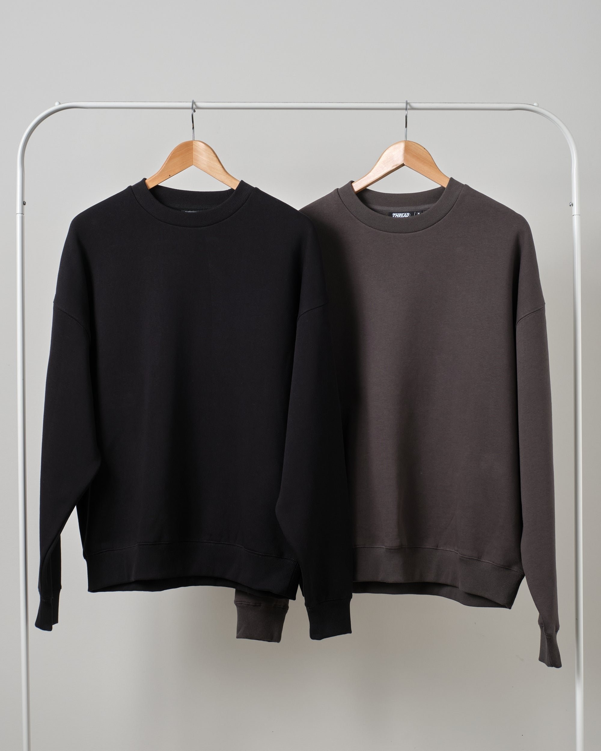 Unisex Sweatshirt 2 Pack Black Charcoal Drop Shoulder 340GSM Cotton Polyester