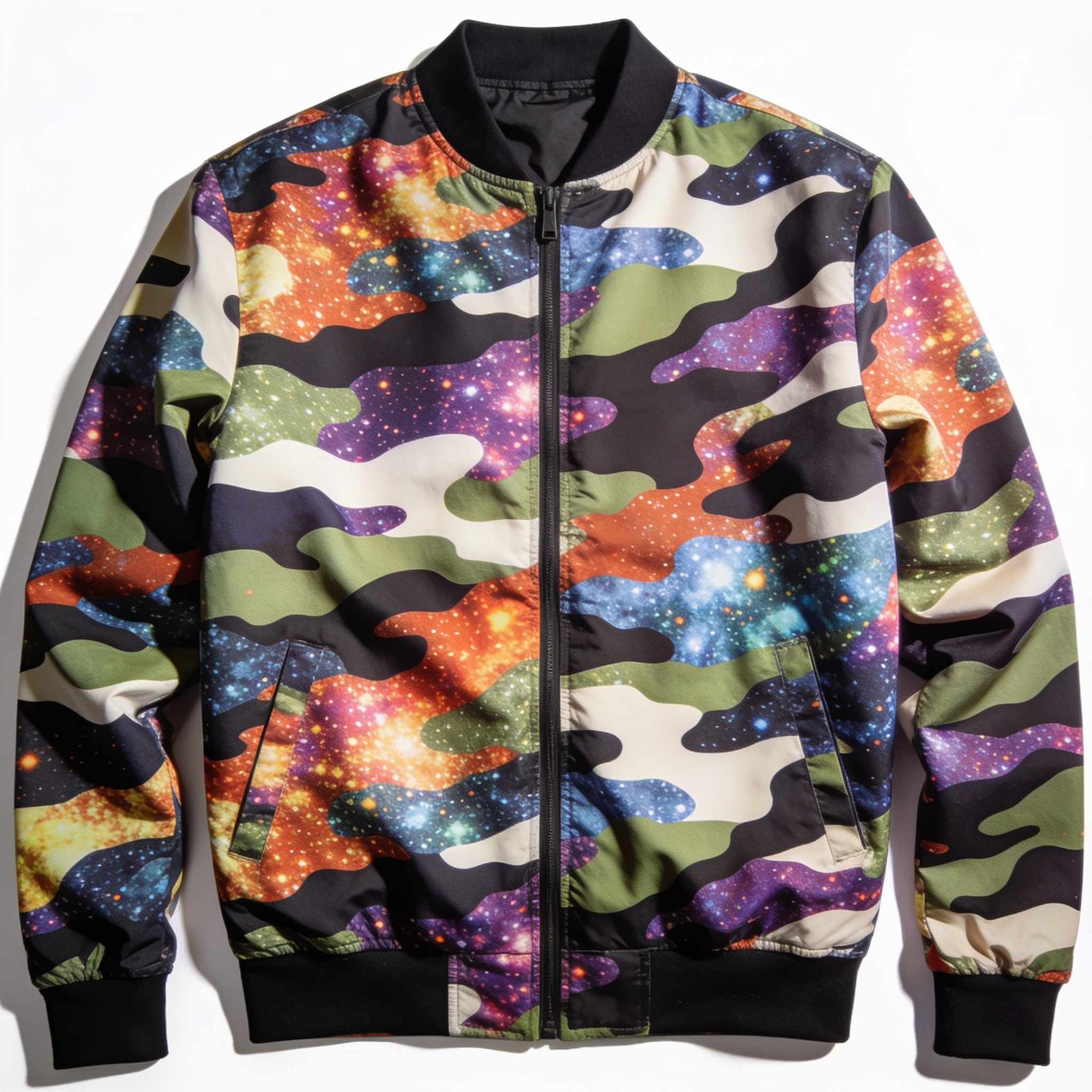 Camouflage Dazzle Pattern Print Men's Bomber Jacket - Premium Polyester